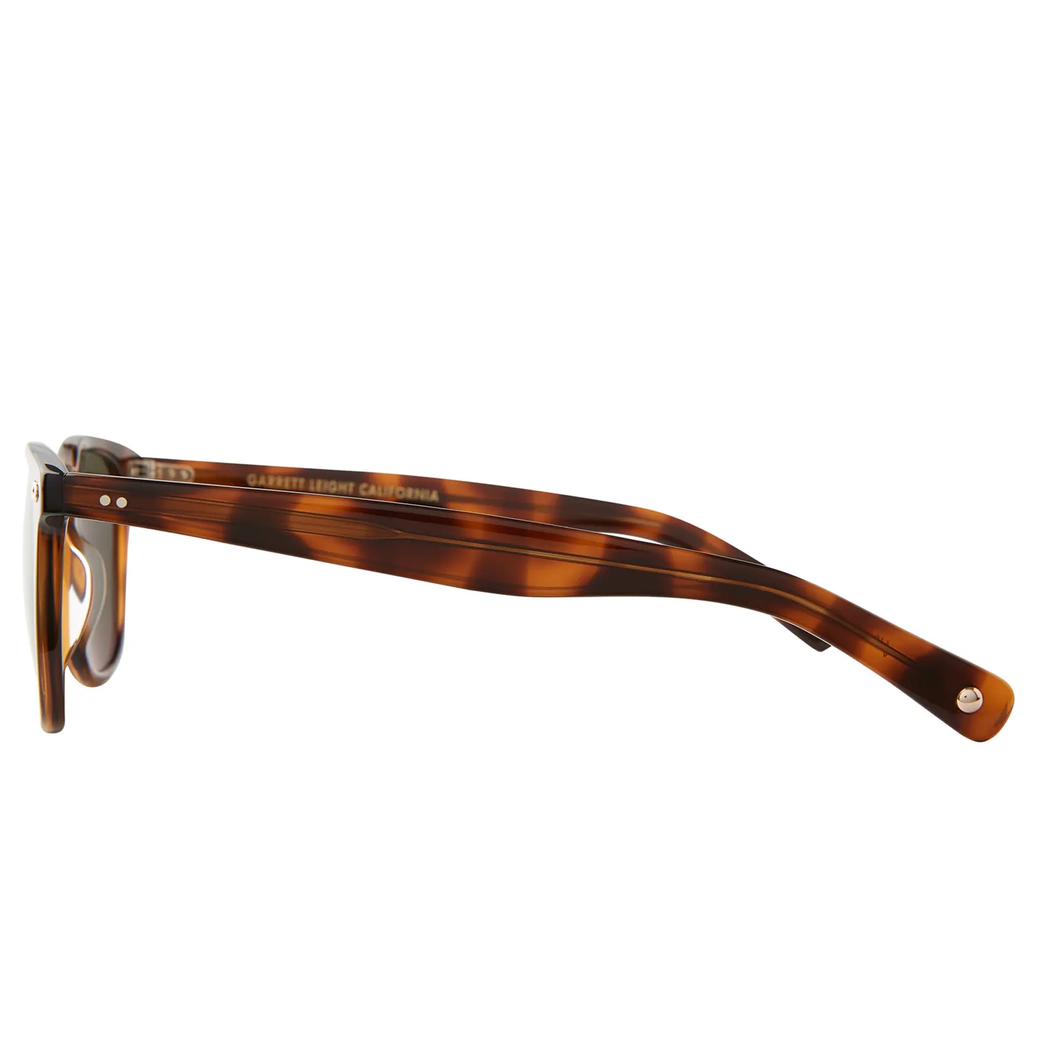 Side View of Garrett Leight Brooks X Forever Classic Spotted Brown Shell Sunglasses